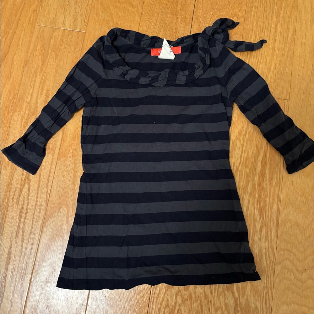 Anthropologie Navy and Gray Striped Top